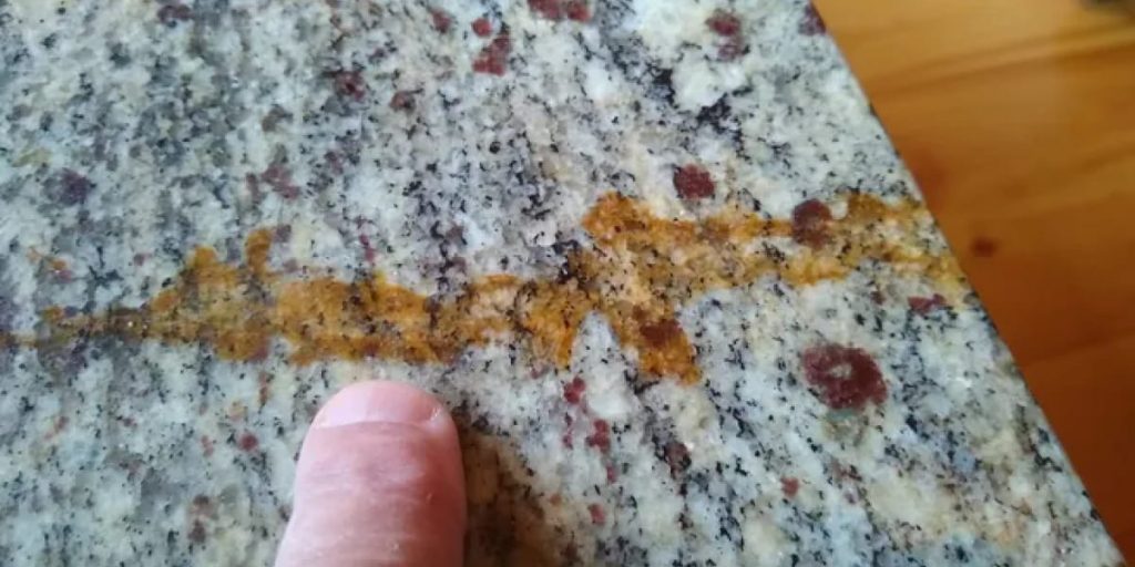 rust stain on granite countertop