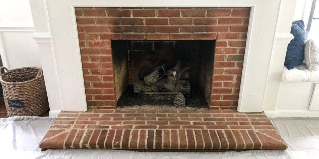 brick fireplace