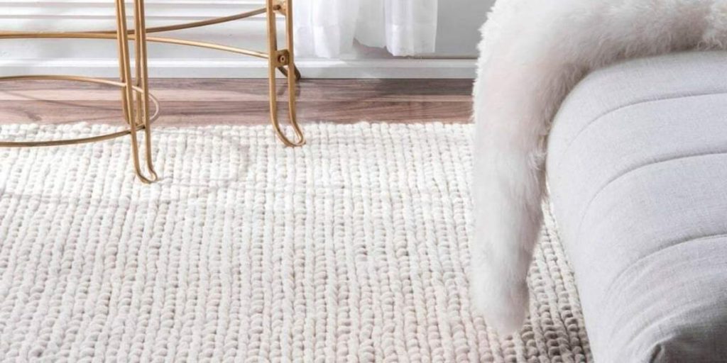 white braided rug