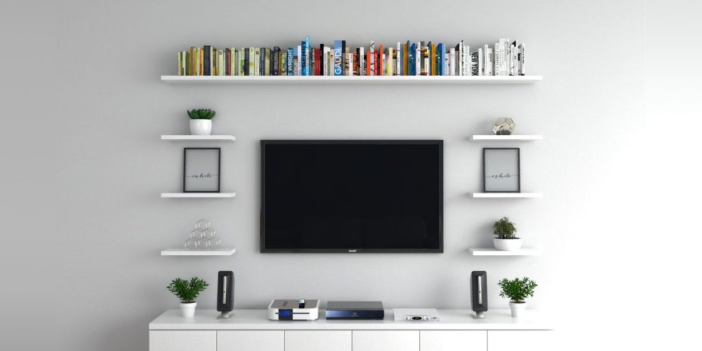 shelf as decor element around tv