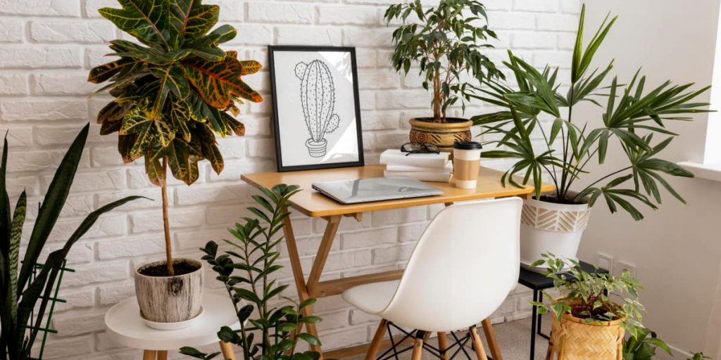 home office decor with natural accent