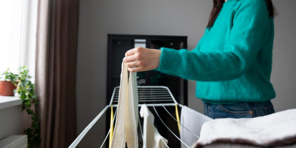 hanging clothes to dry