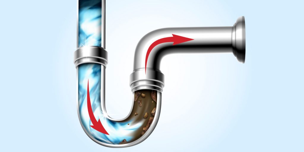 clearing a clogged toilet with a chemical drain cleaner