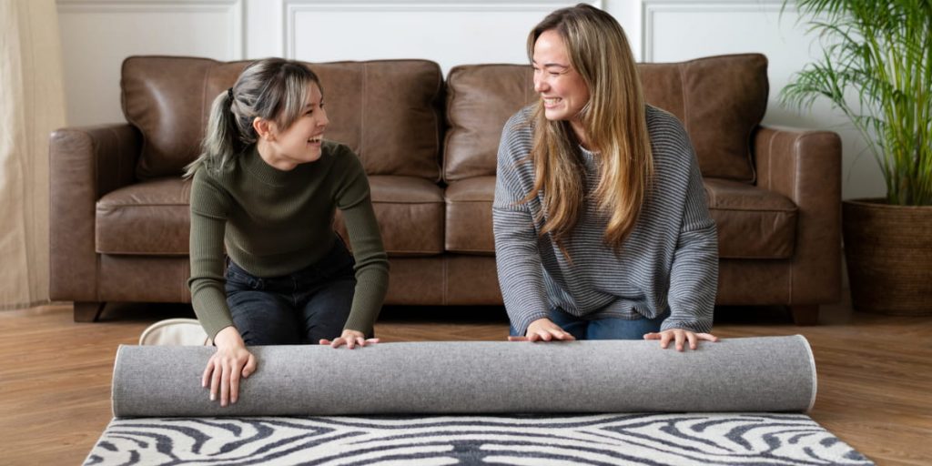 women design the room with one of types of carpets